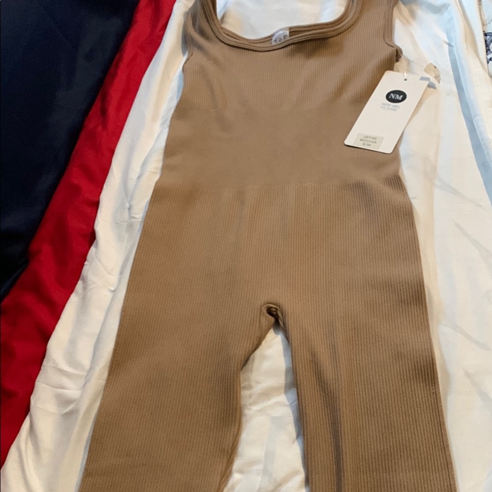Tan Ribbed Jumpsuit